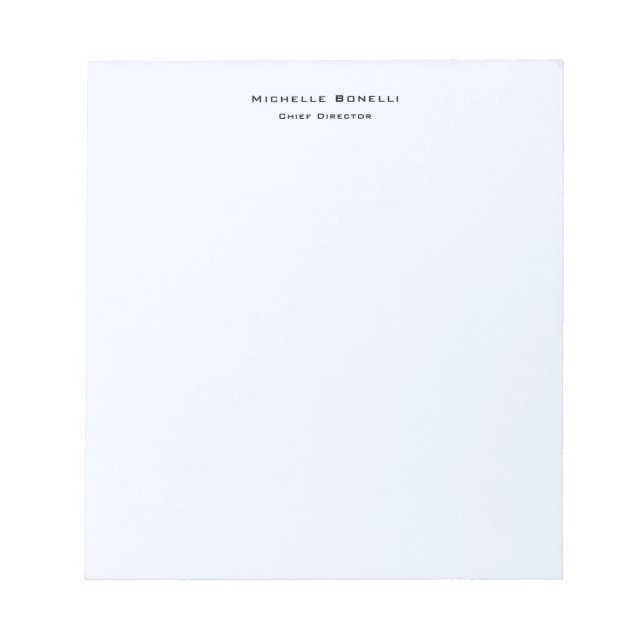 Professional Plain Modern Minimalist Alice Blue Notepad (Front)