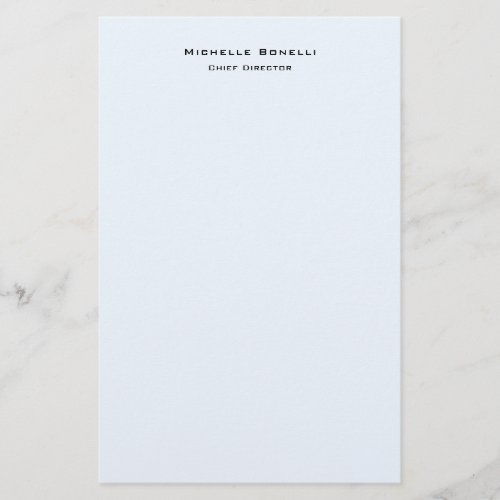 Professional Plain Modern Minimalist Alice Blue Stationery