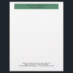 Professional Plain Modern Minimalist Green White Letterhead<br><div class="desc">Simple,  modern,  minimalist design. This template can be customized to meet all professional occupations.</div>