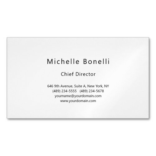Professional Plain Modern Minimalist Grey White Business Card Magnet