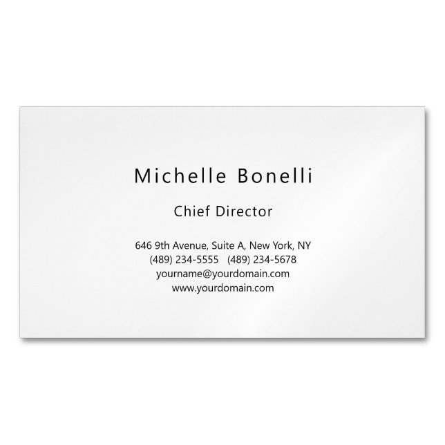 Professional Plain Modern Minimalist Grey White Business Card Magnet (Front)