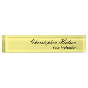 Professional Plain Modern Minimalist Light Yellow Desk Name Plate