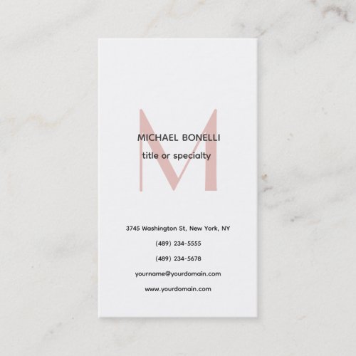 Professional Plain Modern Minimalist Monogrammed Business Card