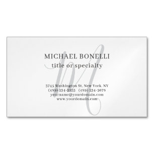 Professional Plain Modern Minimalist Monogrammed Business Card Magnet
