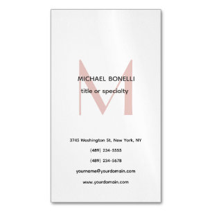 Professional Plain Modern Minimalist Monogrammed Business Card Magnet