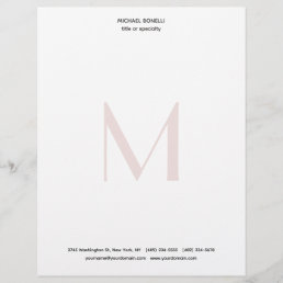 Professional Plain Modern Minimalist Monogrammed Letterhead