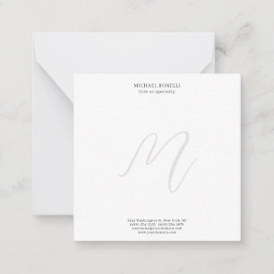 Professional Plain Modern Minimalist Monogrammed Note Card