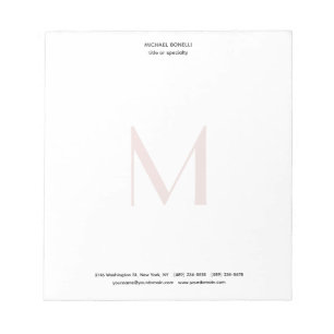 Professional Plain Modern Minimalist Monogrammed Notepad