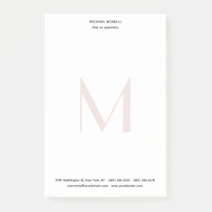 Professional Plain Modern Minimalist Monogrammed Post-it Notes
