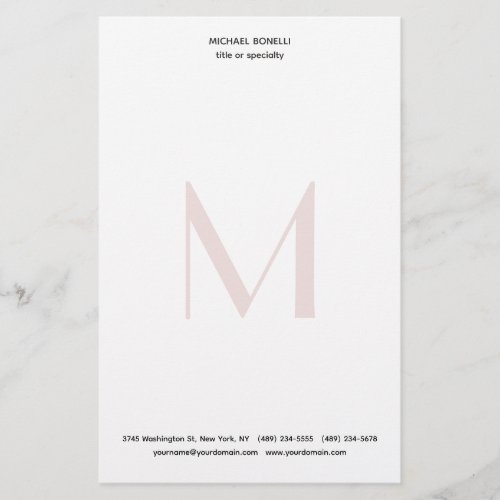 Professional Plain Modern Minimalist Monogrammed Stationery