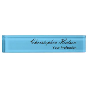 Professional Plain Modern Minimalist Sky Blue Desk Name Plate
