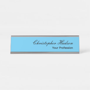 Professional Plain Modern Minimalist Sky Blue Desk Name Plate