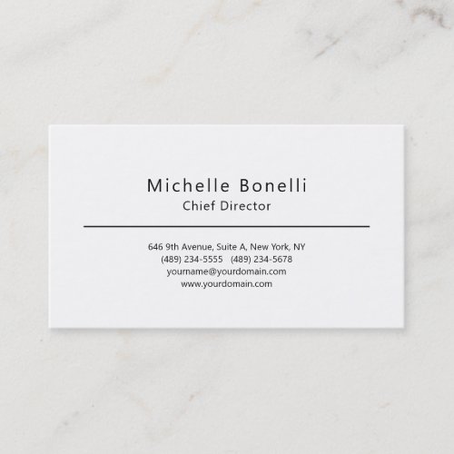 Professional Plain Modern Minimalist White Business Card