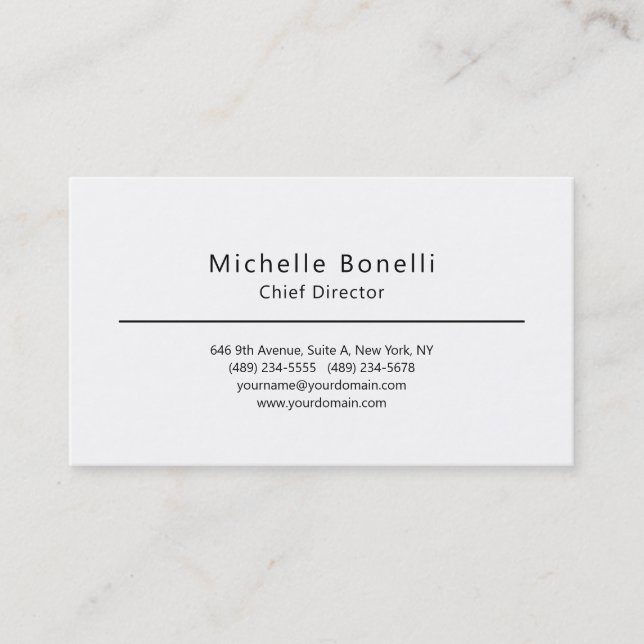 Professional Plain Modern Minimalist White Business Card (Front)