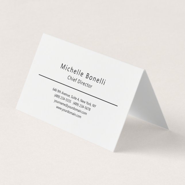 Professional Plain Modern Minimalist White Business Card (Front)