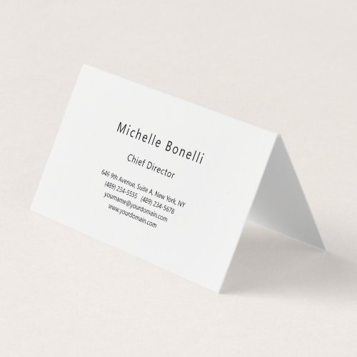 Professional Plain Modern Minimalist White Business Card