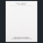 Professional Plain Modern Minimalist White Letterhead<br><div class="desc">Simple,  modern,  minimalist design. This template can be customized to meet all professional occupations.</div>