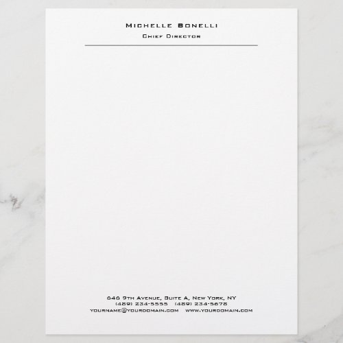 Professional Plain Modern Minimalist White Letterhead