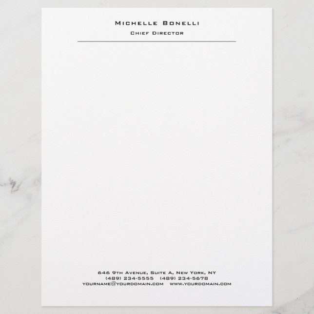 Professional Plain Modern Minimalist White Letterhead (Front)