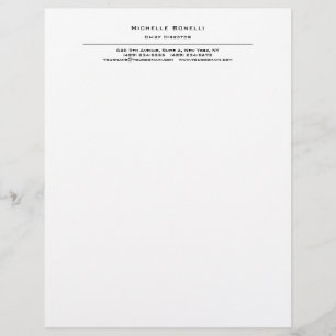 Professional Plain Modern Minimalist White Letterhead