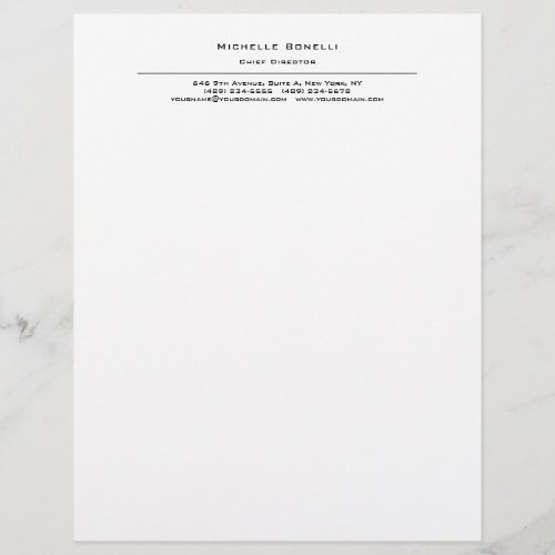 Professional Plain Modern Minimalist White Letterhead