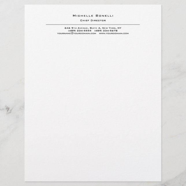Professional Plain Modern Minimalist White Letterhead (Front)