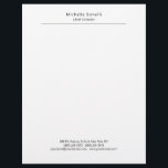 Professional Plain Modern Minimalist White Letterhead<br><div class="desc">Simple,  modern,  minimalist design. This template can be customized to meet all professional occupations.</div>