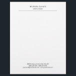 Professional Plain Modern Minimalist White Letterhead<br><div class="desc">Simple,  modern,  minimalist design. This template can be customized to meet all professional occupations.</div>
