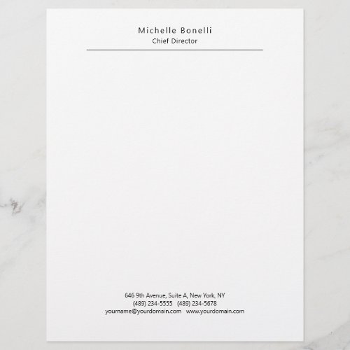 Professional Plain Modern Minimalist White Letterhead