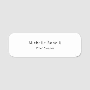 Professional Plain Modern Minimalist White Name Tag