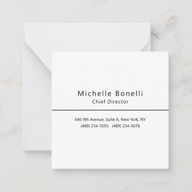 Professional Plain Modern Minimalist White Note Card (Front)