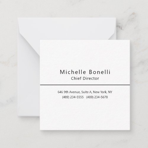 Professional Plain Modern Minimalist White Note Card