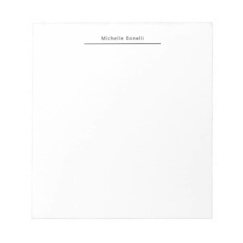 Professional Plain Modern Minimalist White Notepad