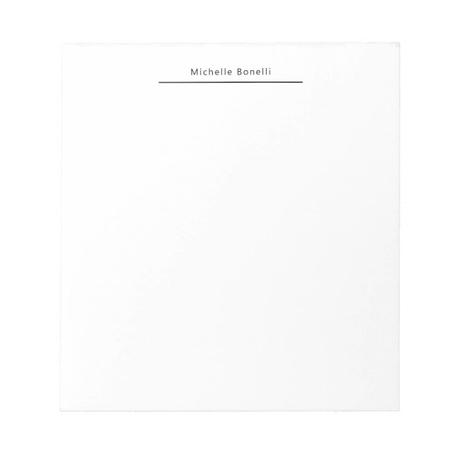 Professional Plain Modern Minimalist White Notepad (Front)