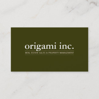 PROFESSIONAL plain modern simple smart olive green Business Card