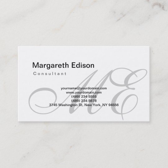 Professional Plain Monogram White Business Card