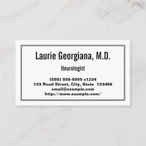 Professional  Plain Neurologist Business Card