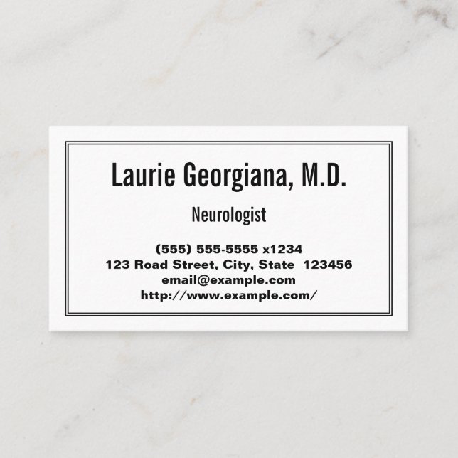 Professional & Plain Neurologist Business Card (Front)