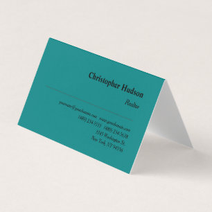 Professional Plain Realtor Real Estate Teal Blue Business Card