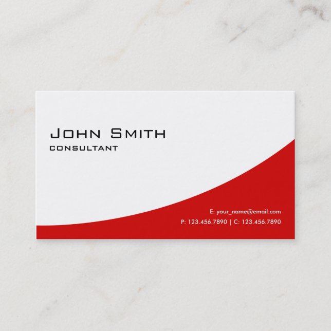 Professional Plain Red Elegant Modern Real Estate Business Card (Front)