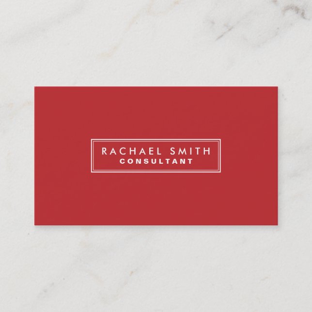 Professional Plain Red Elegant Real Estate Business Card (Front)