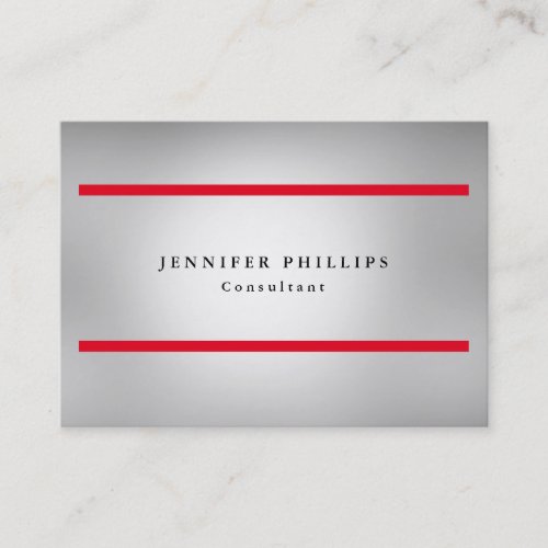 Professional Plain Red Metallic Grey Original Business Card