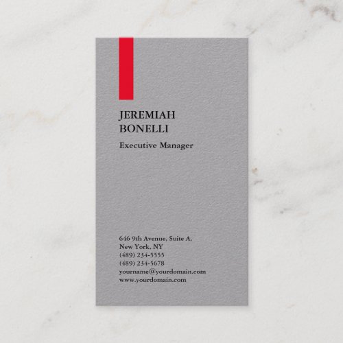 Professional plain red premium grey modern business card