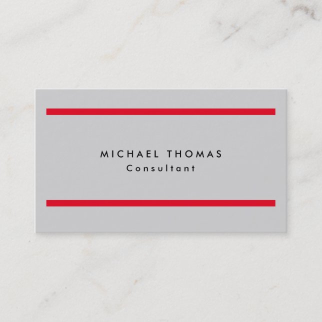 Professional Plain Red Stripes Light Gray Original Business Card (Front)