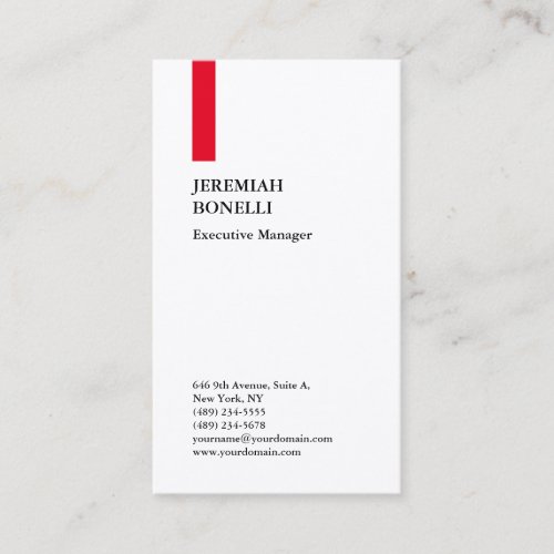 Professional plain red white modern premium silk business card