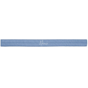 Professional Plain Simple Blue Calligraphy Name Elastic Hair Tie