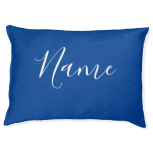 Professional Plain Simple Blue Calligraphy Name Pet Bed