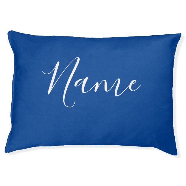 Professional Plain Simple Blue Calligraphy Name Pet Bed (Front)