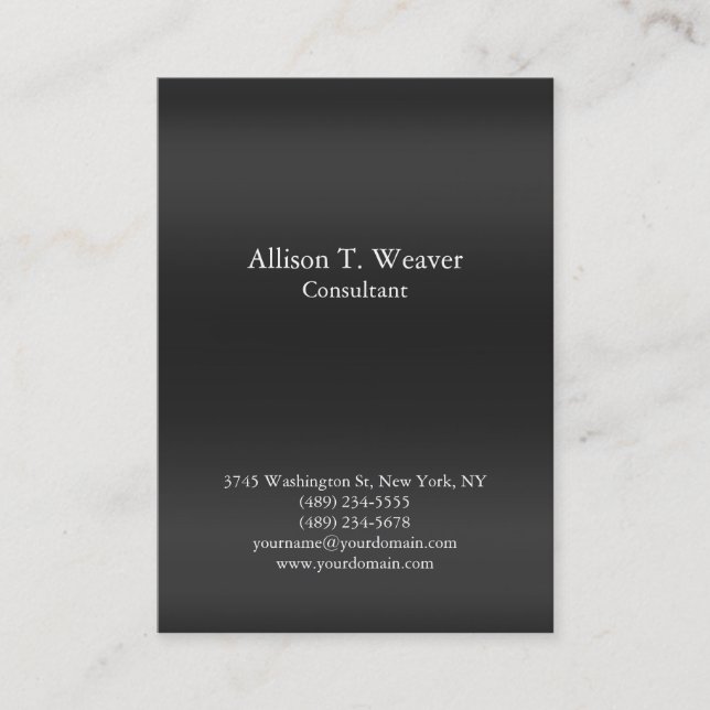 Professional Plain Simple Gray Background Unique Business Card (Front)