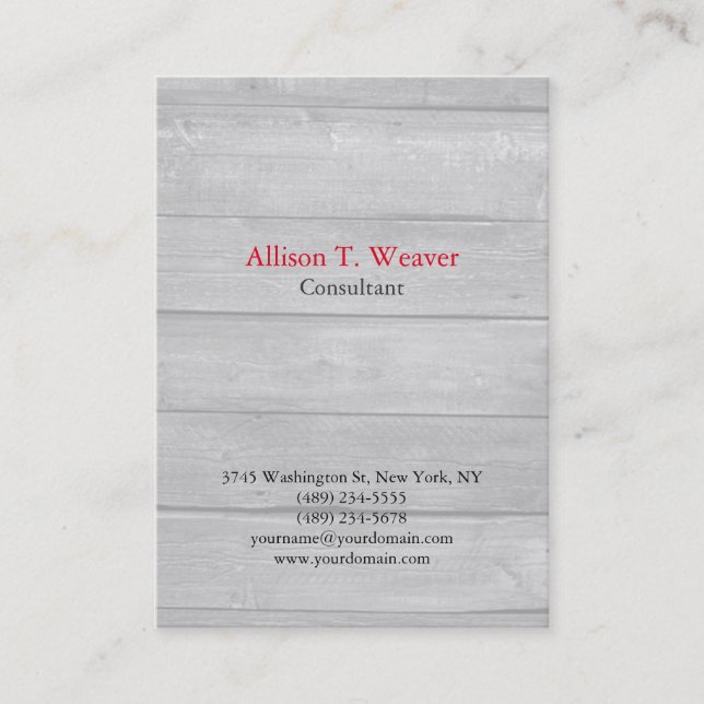 Professional Plain Simple Grey Wood Unique Business Card (Front)